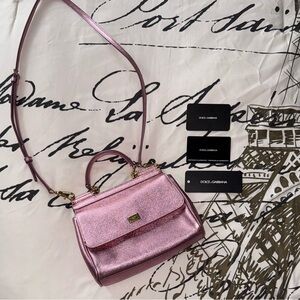 Dolce & Gabbana Miss Sicily Bag in light pink metallic